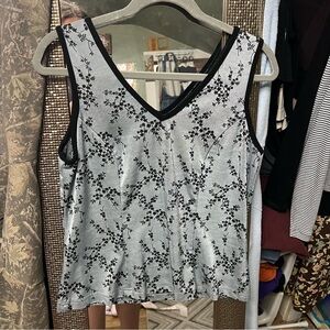 Fashion Bug Blue/Silver Floral Trim V-Neck Camisole